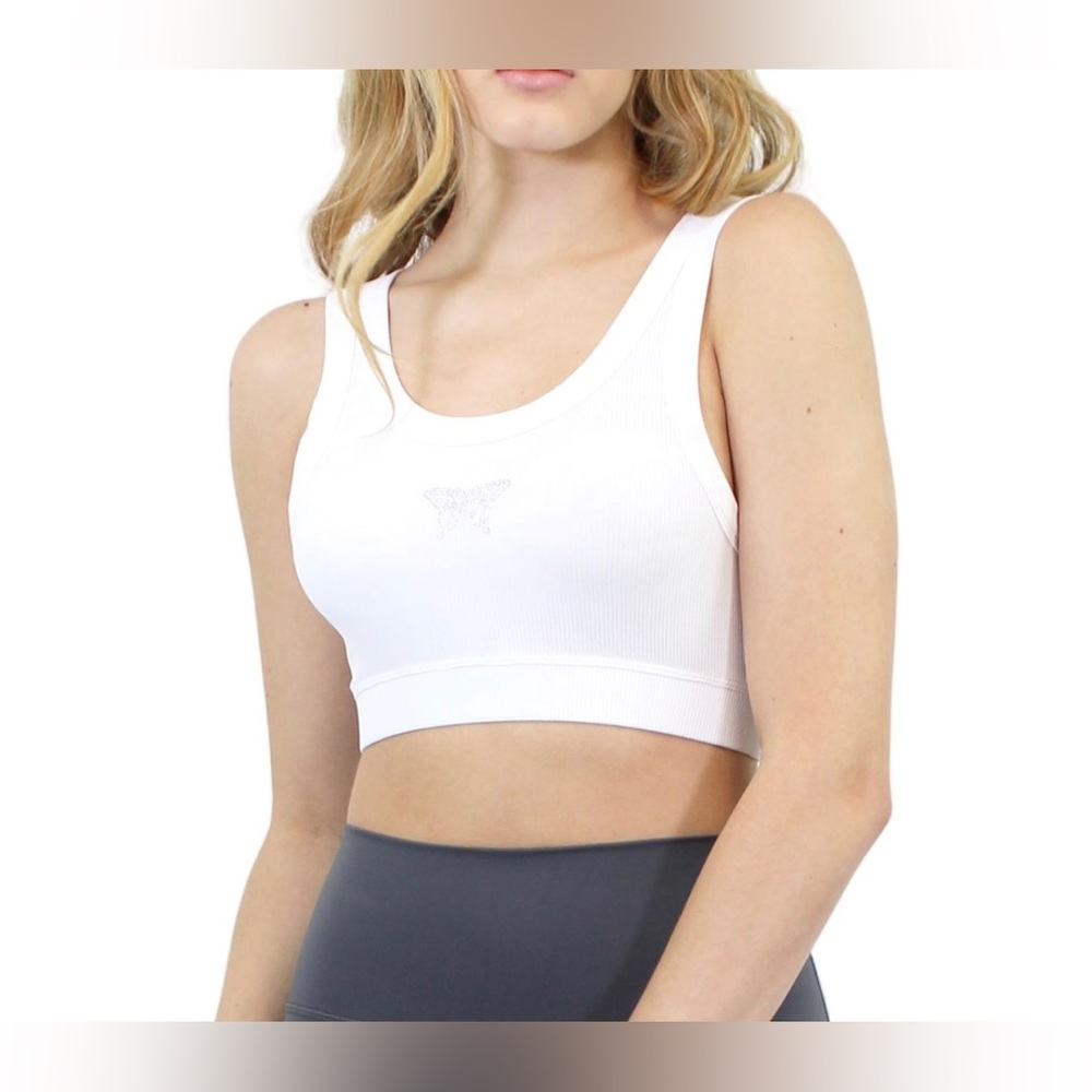 New Marc Defang White Ribbed Crop Tank / Crop Top - M